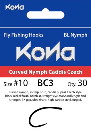 Kona Barbless Curved Nymph Caddis Czech Hook